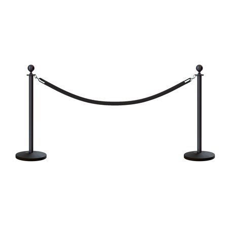 MONTOUR LINE Stanchion Post and Rope Kit Black, 2 Ball Top1 Black Rope C-Kit-2-BK-BA-1-PVR-BK-PS